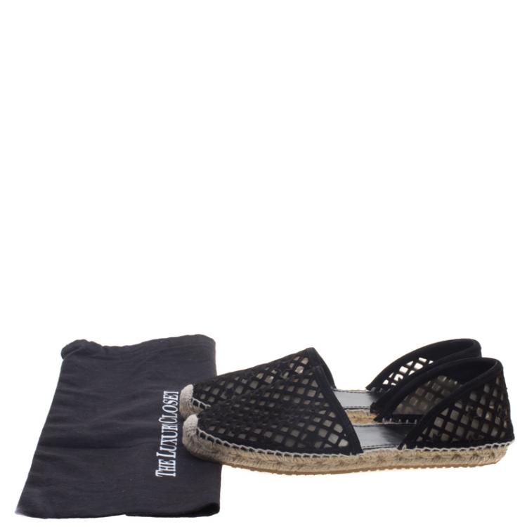 Pre Owned Jimmy Choo Black Perforated Suede Dreya  Star Espadrilles Size 39