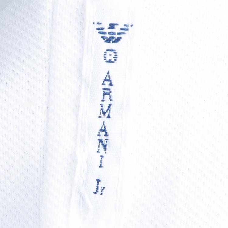 Pre Owned Armani Junior White Logo Embroidered Polo Shirt 4 Yrs
