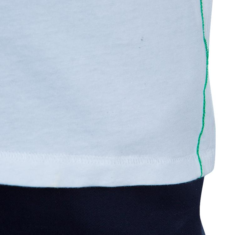 Pre Owned Armani Junior White Logo Embroidered Crew Neck T Shirt 10 Yrs