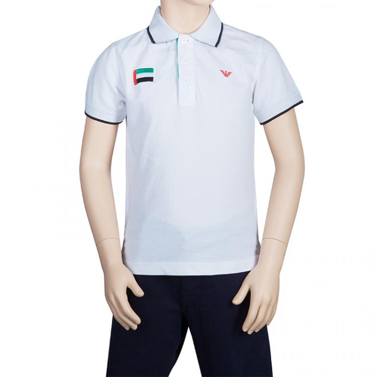 Armani Junior White Logo Embroidered Polo Shirt 8 Yrs Armani