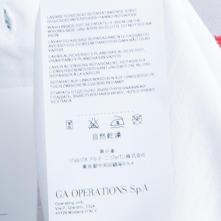 Pre Owned Armani Junior White Logo Embroidered Polo Shirt 8 Yrs