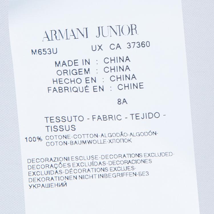 Pre Owned Armani Junior White Logo Embroidered Polo Shirt 8 Yrs