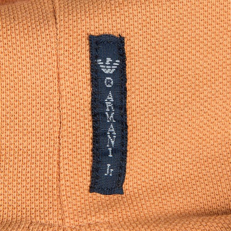 Pre Owned Armani Junior Orange Logo Embroidered Polo Shirt 16 Yrs