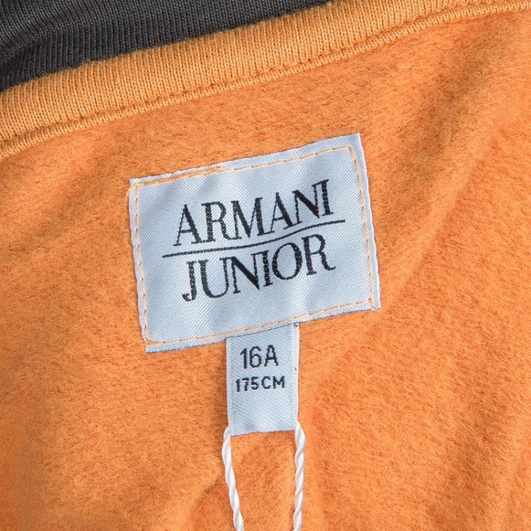 Pre Owned Armani Junior Orange Logo Print Hoodie 16 Yrs