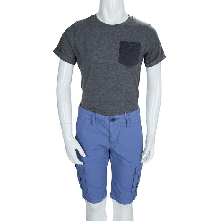 Pre Owned Armani Junior Blue Cotton Cargo Shorts 8 Yrs 