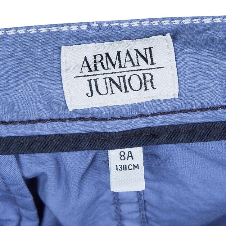 Pre Owned Armani Junior Blue Cotton Cargo Shorts 8 Yrs 