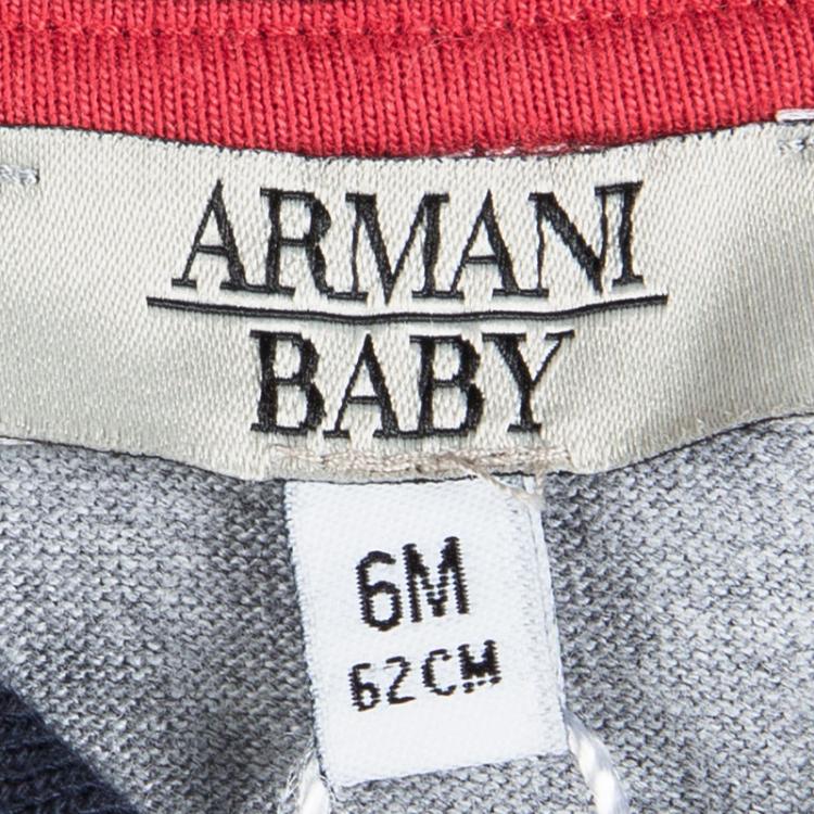 Pre Owned Armani Baby Navy Blue Quilted Long Sleeve Onesie 6 Months