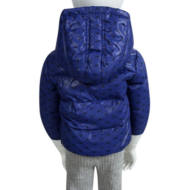 Pre Owned Armani Baby Blue Logo Printed Puffer Jacket 6 Months