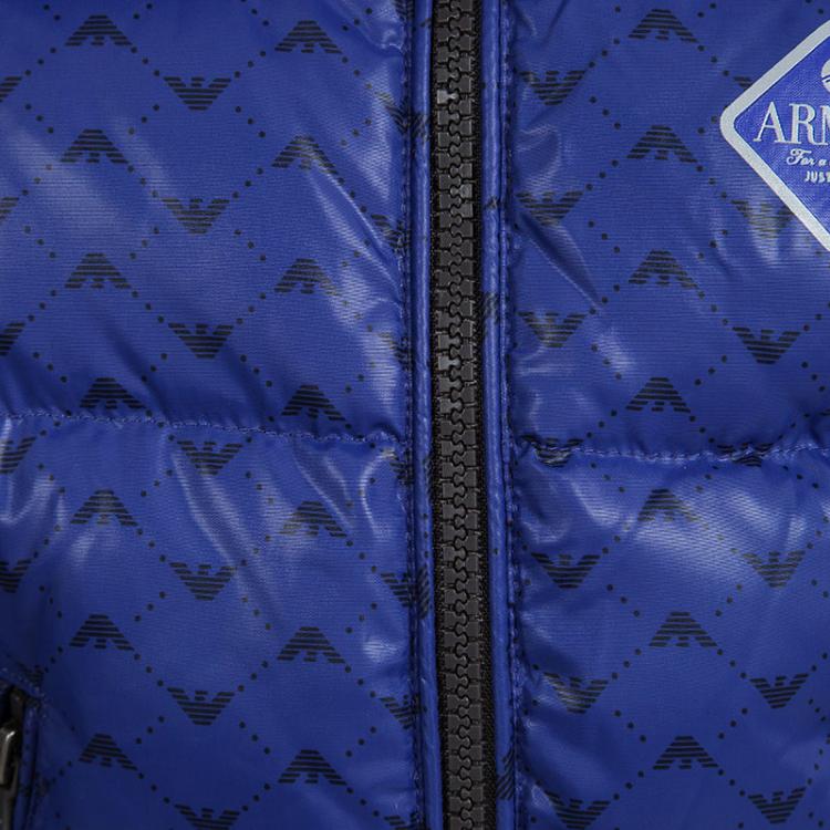 Pre Owned Armani Baby Blue Logo Printed Puffer Jacket 6 Months