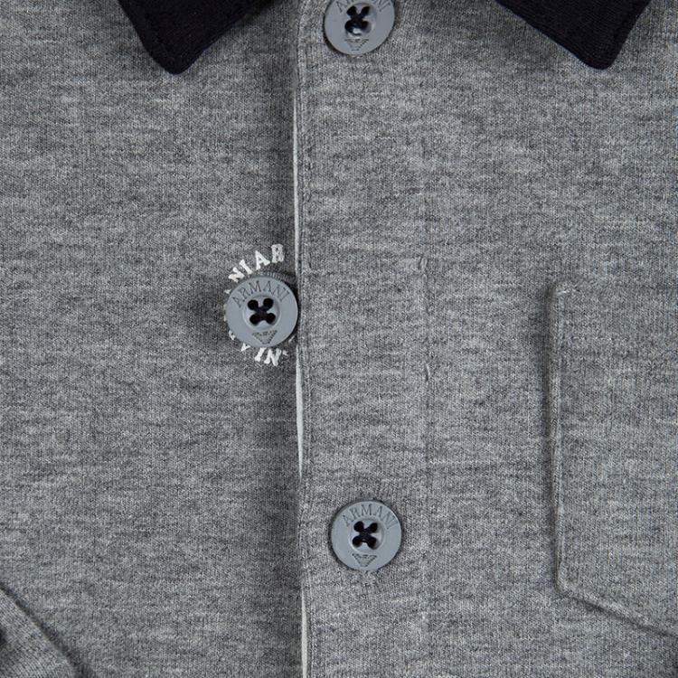Pre Owned Armani Baby Grey Jersey Contrast Trim Onesie 6 Months