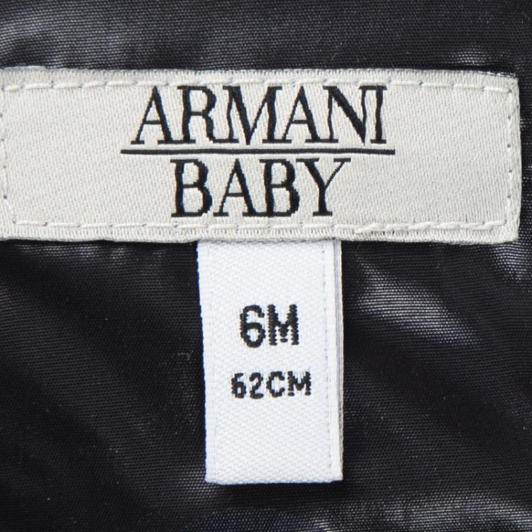 Pre Owned Armani Baby Navy Blue Logo Printed Puffer Jacket 6 Months