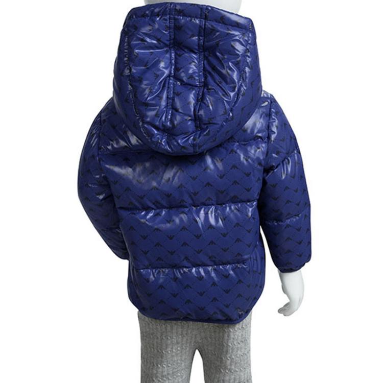 Pre Owned Armani Baby Blue Logo Printed Puffer Jacket 6 Months