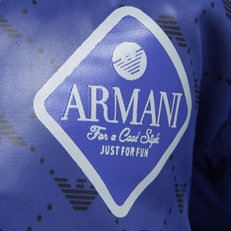 Pre Owned Armani Baby Blue Logo Printed Puffer Jacket 6 Months