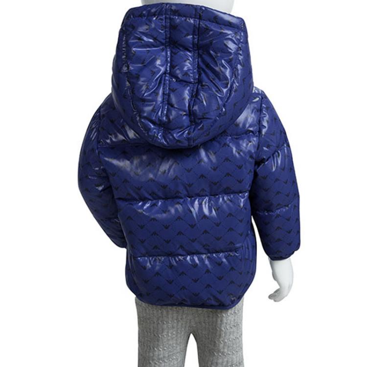 Pre Owned Armani Baby Blue Logo Printed Puffer Jacket 9 Months