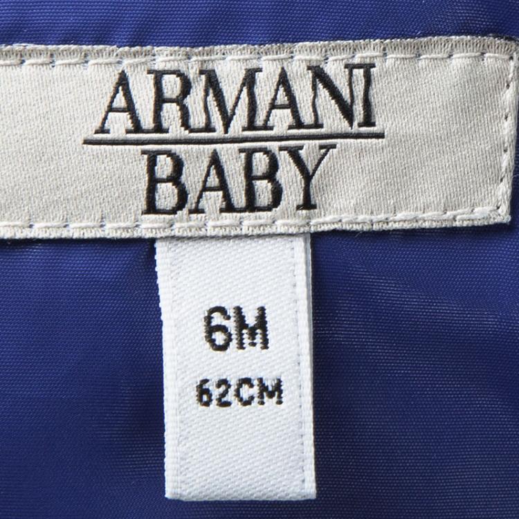 Pre Owned Armani Baby Blue Logo Printed Puffer Jacket 6 Months
