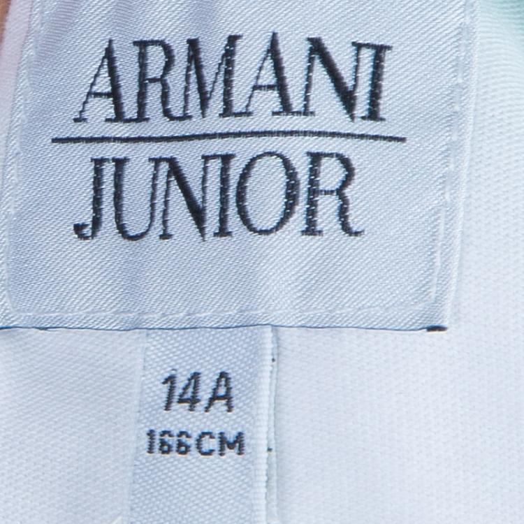 Pre Owned Armani Junior White Logo Embroidered Crew Neck T Shirt 14 Yrs