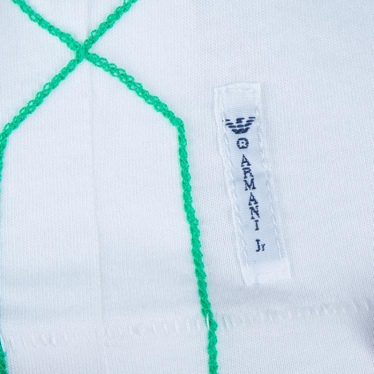 Pre Owned Armani Junior White Logo Embroidered Crew Neck T Shirt 14 Yrs