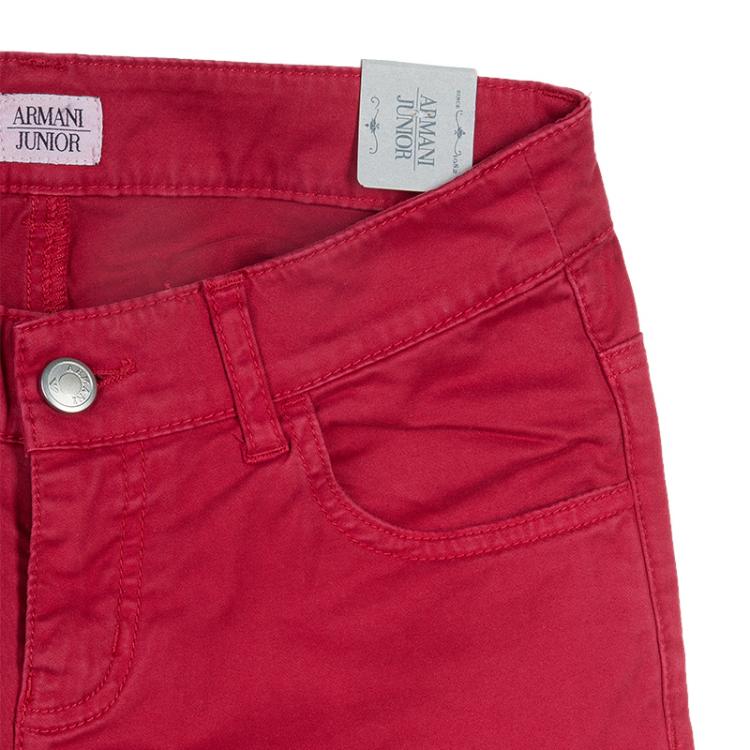 Pre Owned Armani Junior Red Brushed Cotton-Spandex Pants 13 Yrs