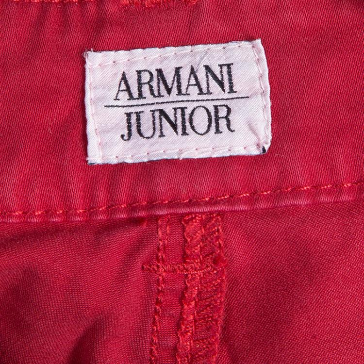 Pre Owned Armani Junior Red Brushed Cotton-Spandex Pants 13 Yrs
