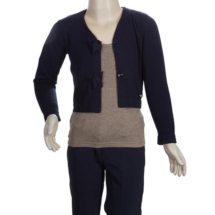 Pre Owned Armani Junior Navy Cropped Cardigan 4 Yrs