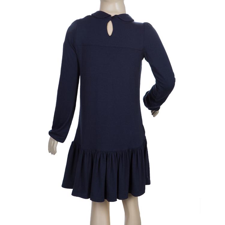 Pre Owned Armani Junior Navy Peter-Pan Collar Long Sleeve Dress 7 Yrs