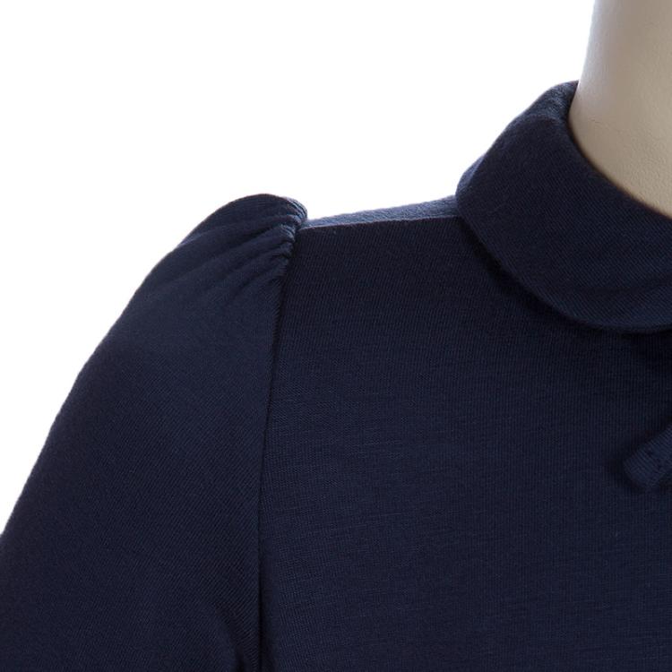 Pre Owned Armani Junior Navy Peter-Pan Collar Long Sleeve Dress 7 Yrs