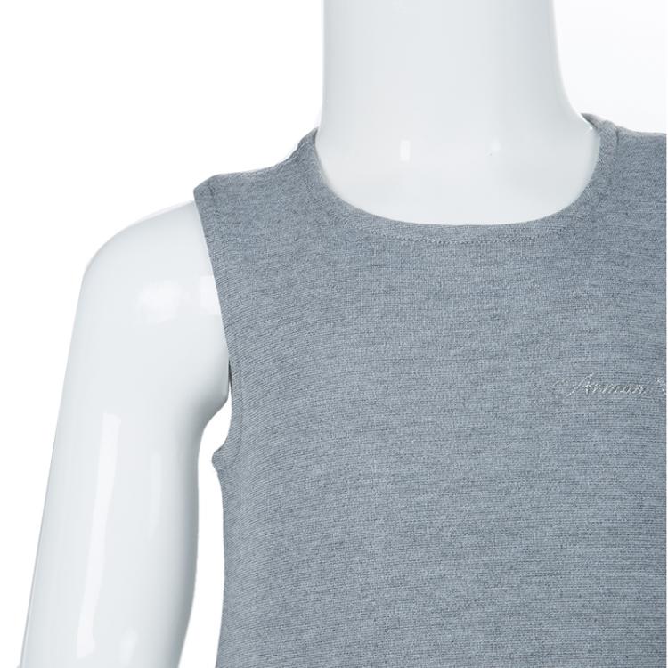 Pre Owned Armani Junior Grey Sequin Pocket Detail Sleeveless Jersey Dress 2 Yrs 