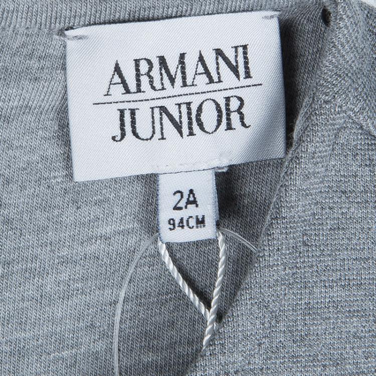 Pre Owned Armani Junior Grey Sequin Pocket Detail Sleeveless Jersey Dress 2 Yrs 