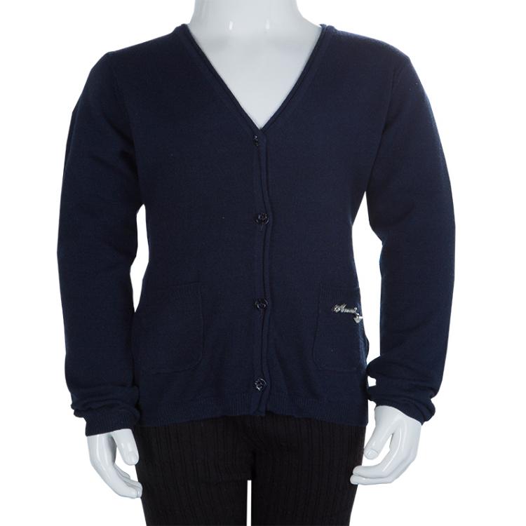 Pre Owned Armani Junior Navy Blue Long Sleeve Buttondown Cardigan 4 Yrs