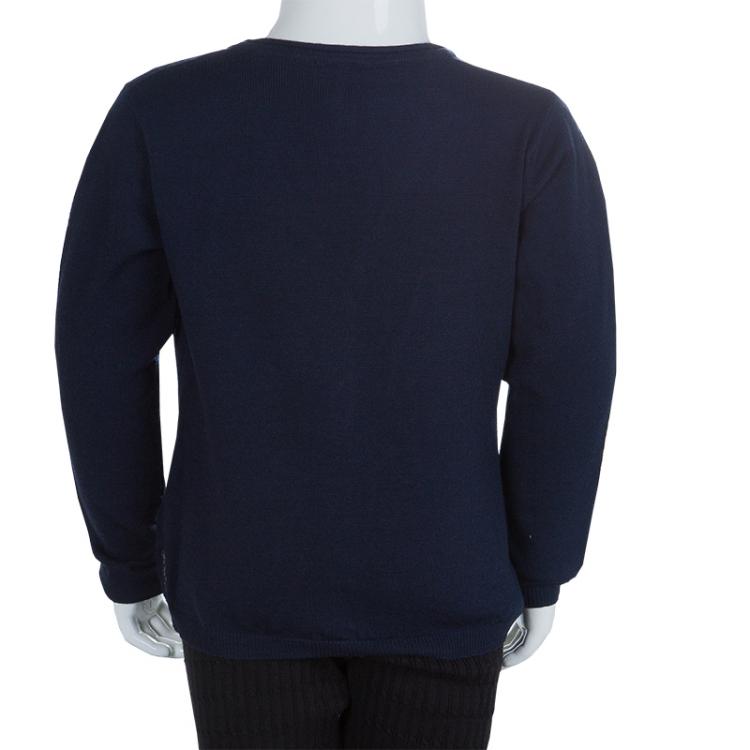 Pre Owned Armani Junior Navy Blue Long Sleeve Buttondown Cardigan 4 Yrs