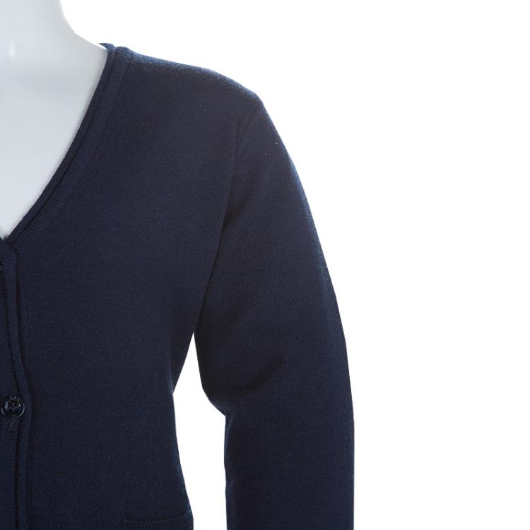 Pre Owned Armani Junior Navy Blue Long Sleeve Buttondown Cardigan 4 Yrs