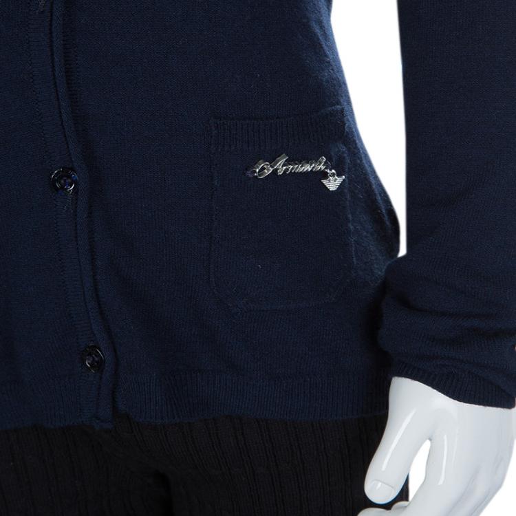 Pre Owned Armani Junior Navy Blue Long Sleeve Buttondown Cardigan 4 Yrs
