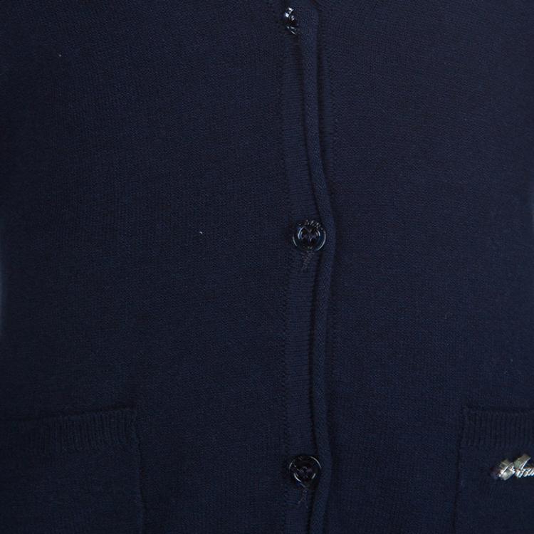 Pre Owned Armani Junior Navy Blue Long Sleeve Buttondown Cardigan 4 Yrs