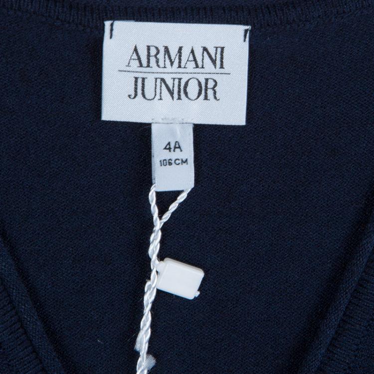Pre Owned Armani Junior Navy Blue Long Sleeve Buttondown Cardigan 4 Yrs