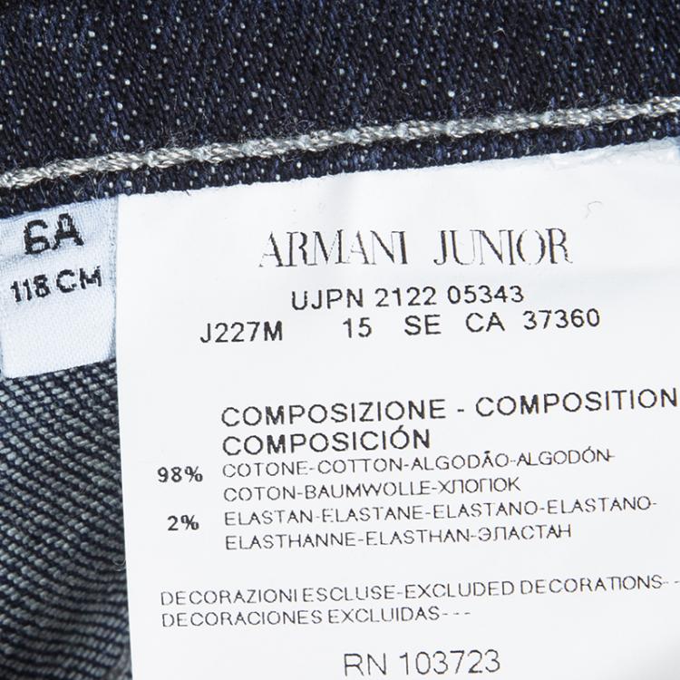 Pre Owned Armani Junior Indigo Dark Wash Denim Super Slim Fit Jeans 6 Yrs