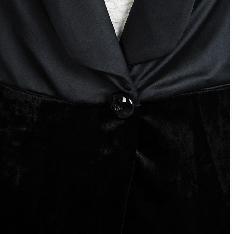 Pre Owned Armani Junior Black Satin Velvet Panel Detail Blazer 10 Yrs