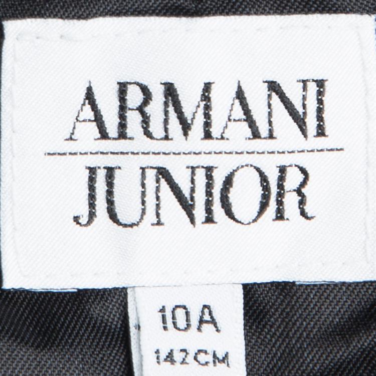 Pre Owned Armani Junior Black Satin Velvet Panel Detail Blazer 10 Yrs