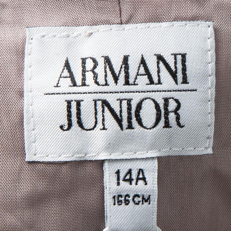 Pre Owned Armani Junior Beige Diamond Jacquard Long Sleeve Bolero Jacket 14 Yrs