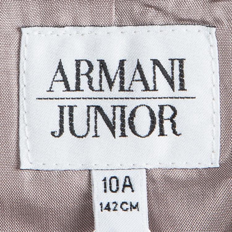 Pre Owned Armani Junior Beige Diamond Jacquard Long Sleeve Bolero Jacket 10 Yrs