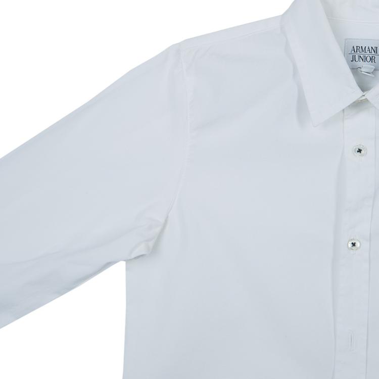 Pre Owned Armani Junior White Long Sleeve Buttondown Cotton Shirt 7 Yrs