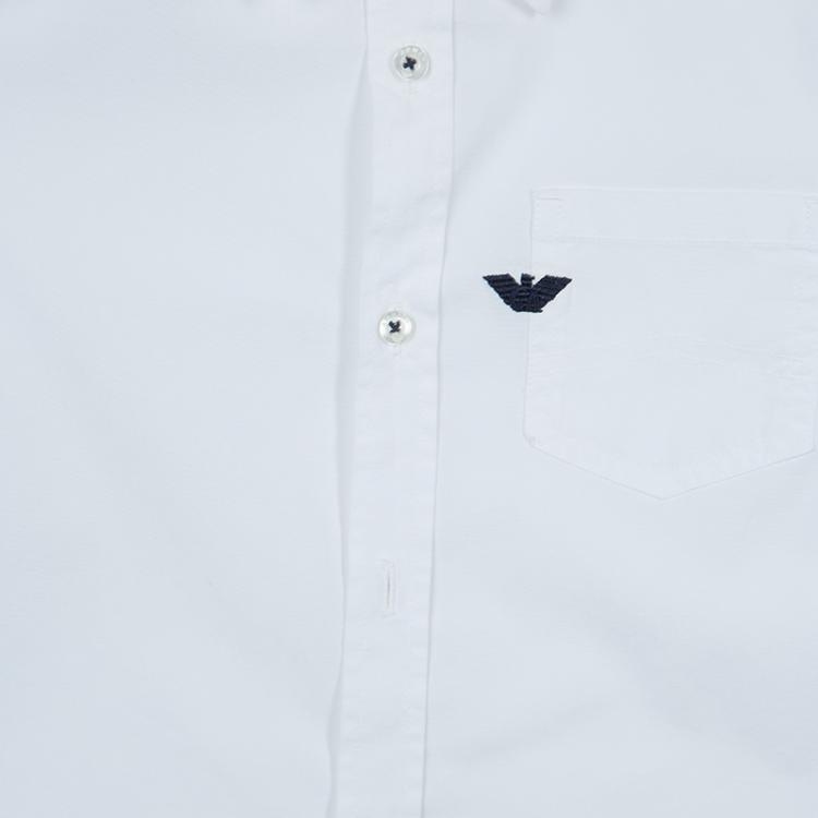 Pre Owned Armani Junior White Long Sleeve Buttondown Cotton Shirt 7 Yrs