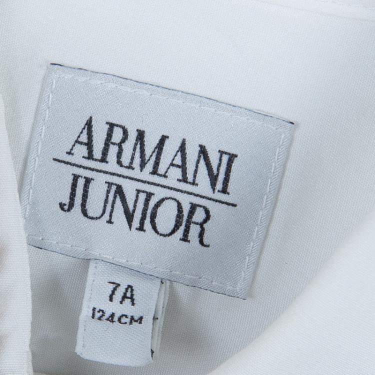 Pre Owned Armani Junior White Long Sleeve Buttondown Cotton Shirt 7 Yrs