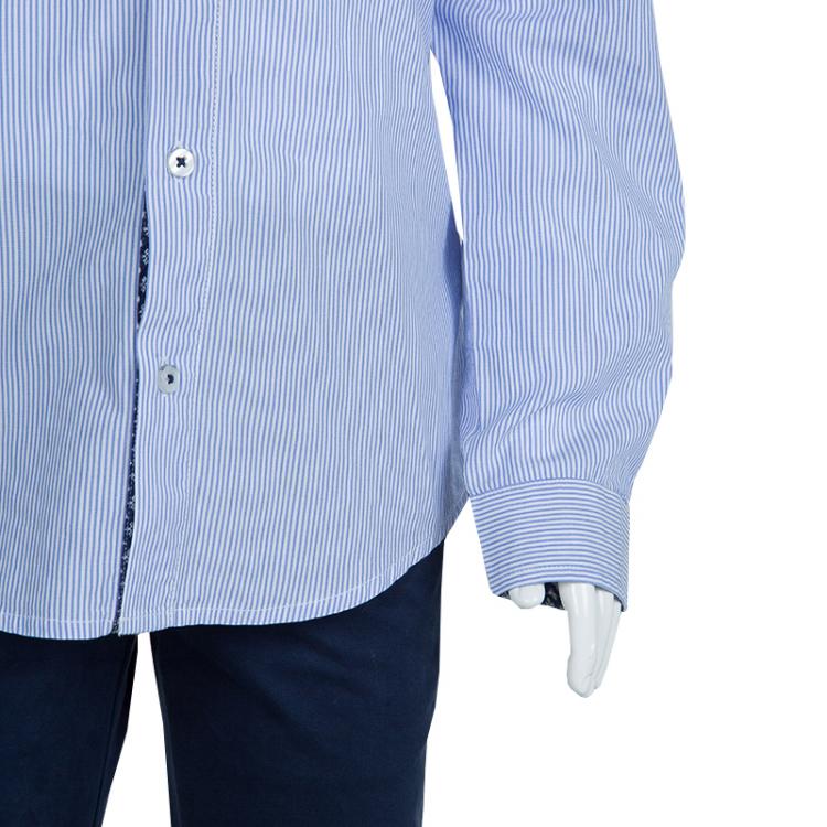 Pre Owned Armani Junior Blue Striped Long Sleeve Buttondown Cotton Shirt 6 Yrs