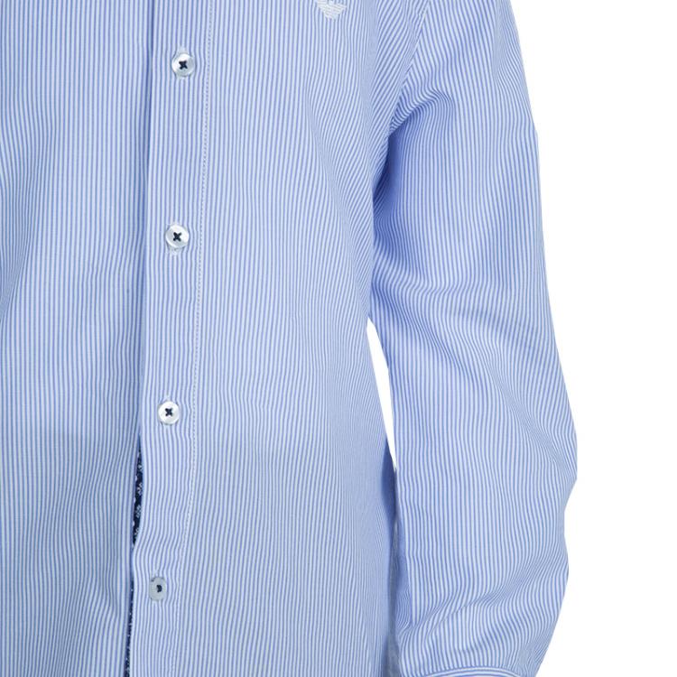 Pre Owned Armani Junior Blue Striped Long Sleeve Buttondown Cotton Shirt 6 Yrs