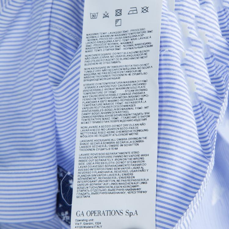 Pre Owned Armani Junior Blue Striped Long Sleeve Buttondown Cotton Shirt 6 Yrs