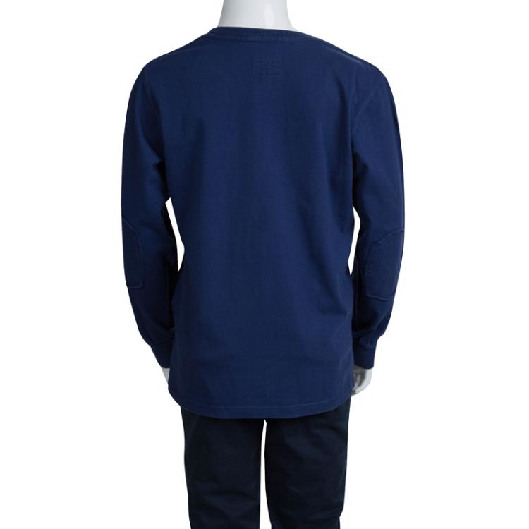 Pre Owned Armani Junior Blue Printed Long Sleeve Crew Neck T-Shirt 8 Yrs