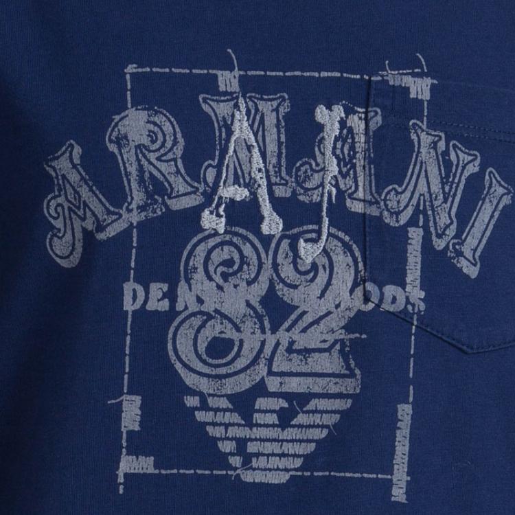 Pre Owned Armani Junior Blue Printed Long Sleeve Crew Neck T-Shirt 8 Yrs