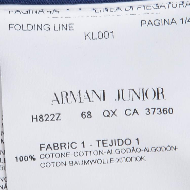 Pre Owned Armani Junior Blue Printed Long Sleeve Crew Neck T-Shirt 8 Yrs