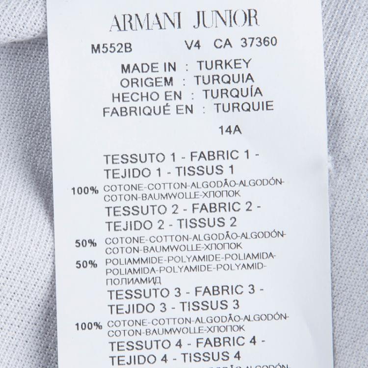 Pre Owned Armani Junior Pale Grey Polo T-Shirt 14 Yrs