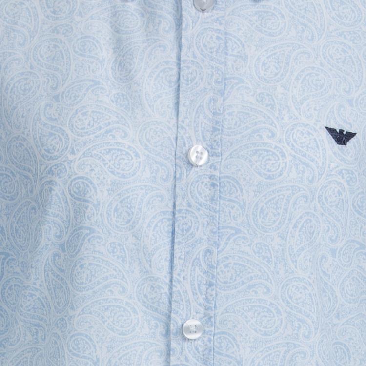 Pre Owned Armani Junior Blue Paisley Print Short Sleeve Cotton Shirt 11 Yrs 